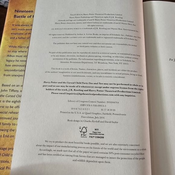 Harry Potter and the Cursed Child Play by Rowling, Thorne, Tiffany, Hardcover - Picture 9 of 10